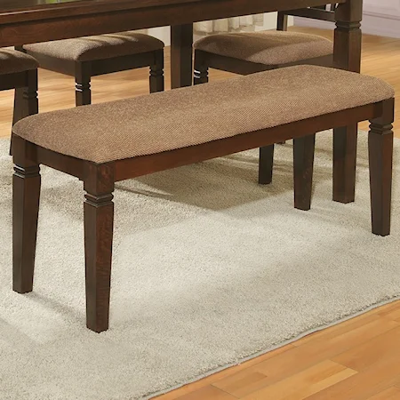 Transitional Upholstered Dining Bench with Notch Accents